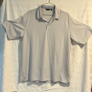 Walter Hagen Men's Stripe Polo in Light Gray & White